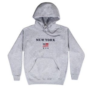 Embroidered New York USA grey hoodie.